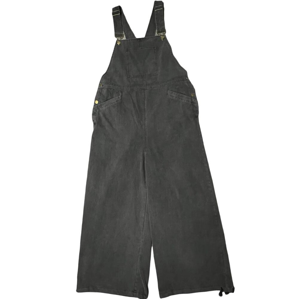 Jodifl Wide Leg Overalls Womens Size Large Drawstring Hem Dark Gray